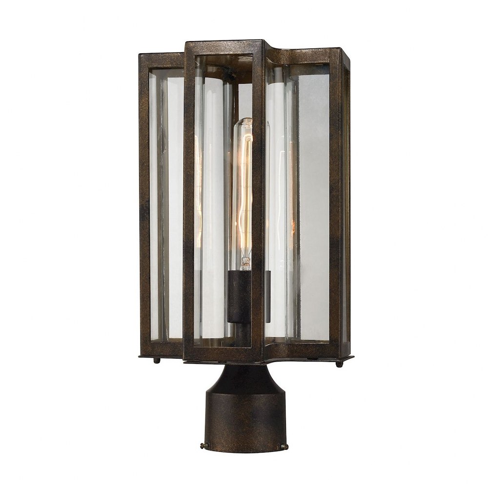 Elk Lighting-45148/1-Bianca - 1 Light Outdoor Post Mount in Transitional Style with Mission and Southwestern inspirations - 15 Inches tall and 8 inches wide   Hazelnut Bronze Finish with Clear Glass