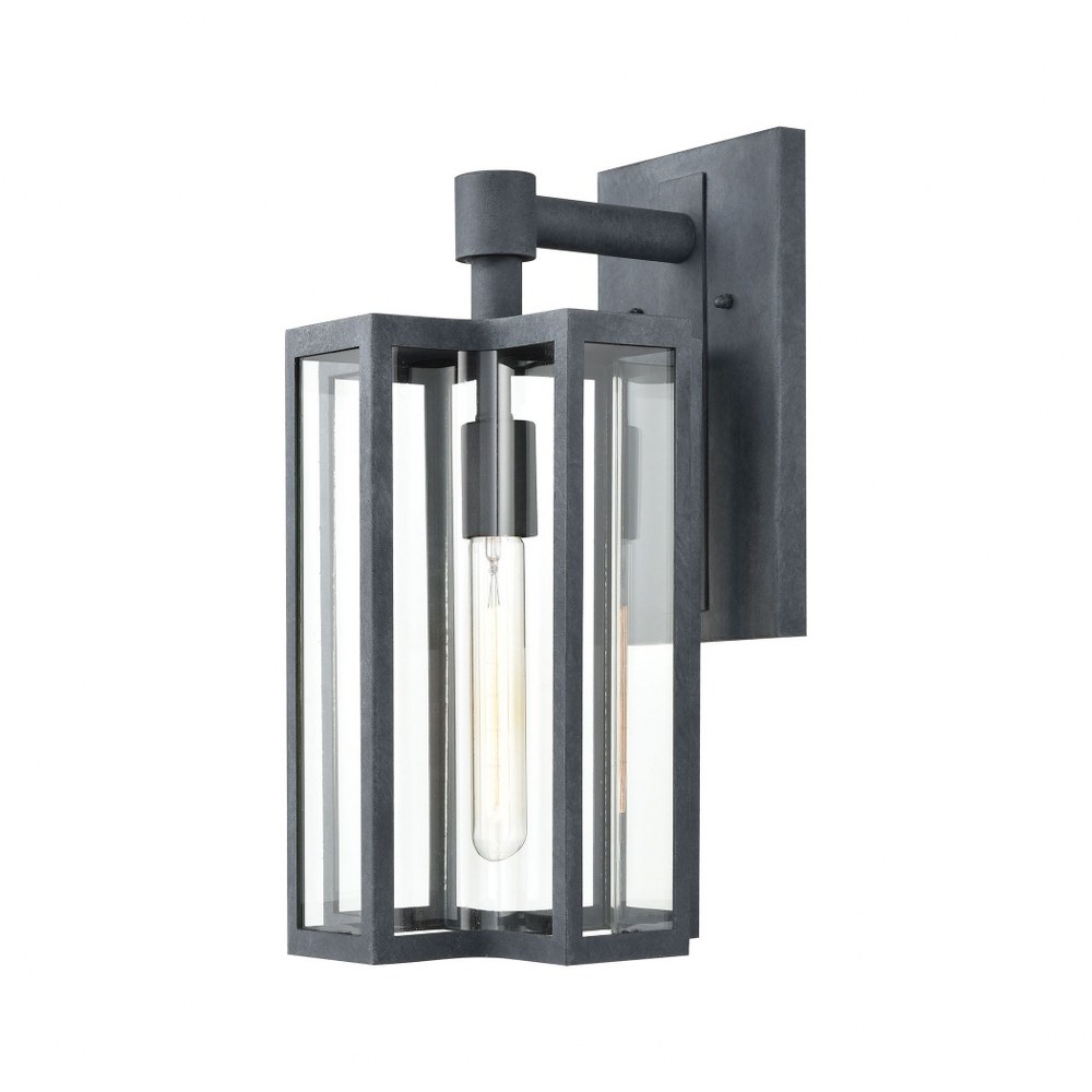 Elk Lighting-45165/1-Bianca - 1 Light Wall Sconce in Transitional Style with Mission and Southwestern inspirations - 16 Inches tall and 8 inches wide   Aged Zinc Finish with Clear Glass