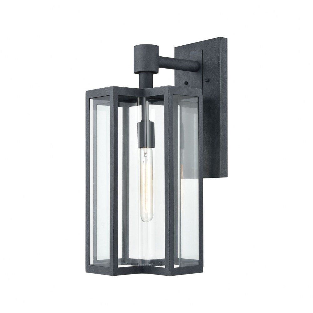 Elk Lighting-45166/1-Bianca - 1 Light Wall Sconce in Transitional Style with Mission and Southwestern inspirations - 20 Inches tall and 10 inches wide   Aged Zinc Finish with Clear Glass