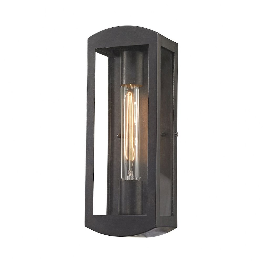 Elk Lighting-45170/1-Trenton - 1 Light Outdoor Wall Lantern in Transitional Style with Country/Cottage and Southwestern inspirations - 13 Inches tall and 4.5 inches wide   Trenton - 1 Light Outdoor Wa