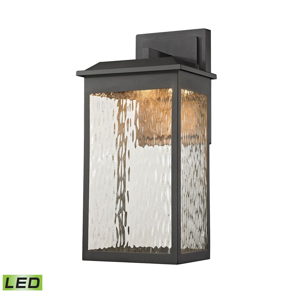 Elk Lighting-45201/LED-Newcastle - 6W 1 LED Outdoor Wall Lantern in Transitional Style with Southwestern and Rustic inspirations - 17 Inches tall and 8 inches wide   Textured Matte Black Finish with W