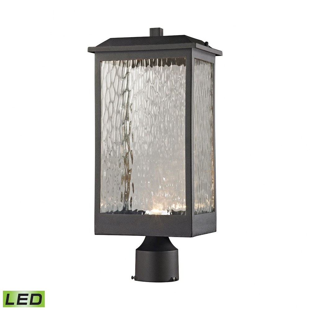 Elk Lighting-45204/LED-Newcastle - 6W 1 LED Outdoor Post Mount in Transitional Style with Southwestern and Rustic inspirations - 19 Inches tall and 8 inches wide   Textured Matte Black Finish with Wat