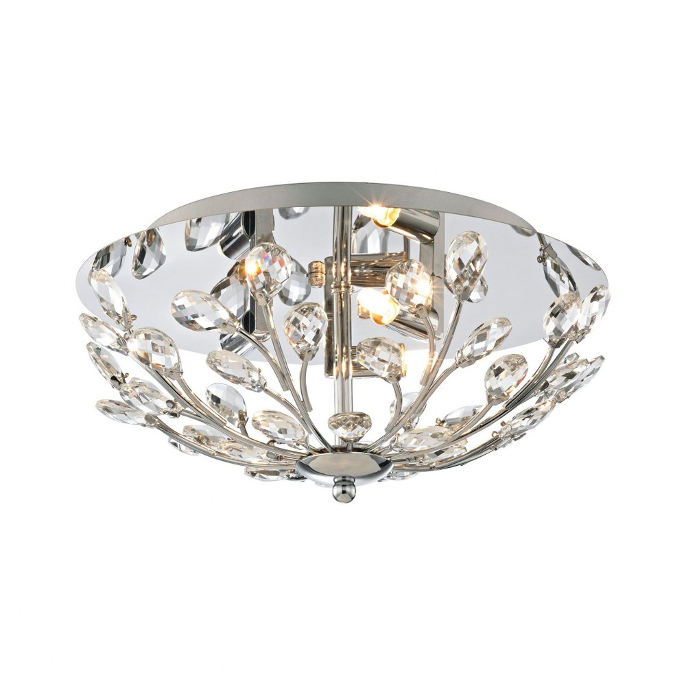 Elk Lighting-45260/3-Crystique - 3 Light Flush Mount in Traditional Style with Luxe/Glam and Nature/Organic inspirations - 7 Inches tall and 13 inches wide   Polished Chrome Finish with Clear Crystal