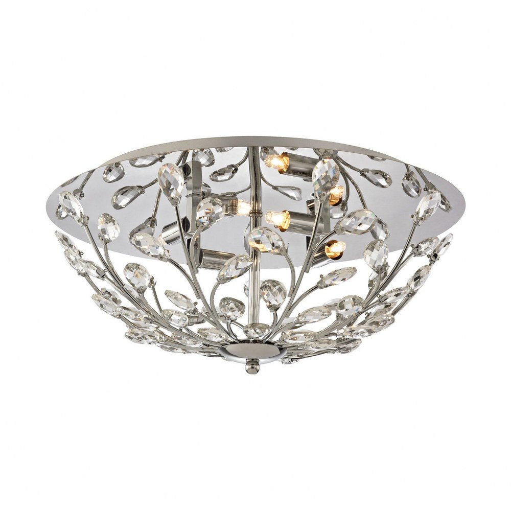 Elk Lighting-45261/4-Crystique - 4 Light Flush Mount in Traditional Style with Luxe/Glam and Nature/Organic inspirations - 8 Inches tall and 17 inches wide   Polished Chrome Finish with Clear Crystal