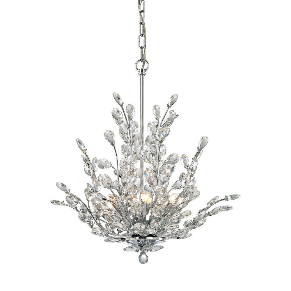 Elk Lighting-45262/6-Crystique - 6 Light Chandelier in Traditional Style with Luxe/Glam and Nature/Organic inspirations - 21 Inches tall and 20 inches wide   Polished Chrome Finish with Clear Crystal