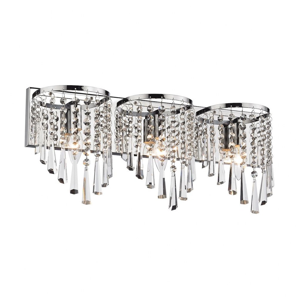 Elk Lighting-45272/3-Jariah - 3 Light Bath Vanity in Modern/Contemporary Style with Boho and Luxe/Glam inspirations - 10 Inches tall and 22 inches wide   Polished Chrome Finish with Clear Crystal