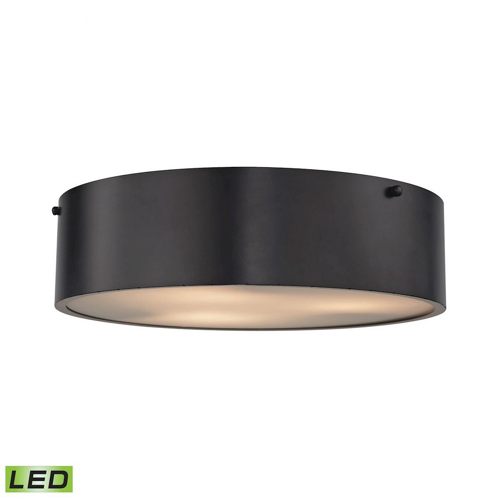 Elk Lighting-45320/3-LED-Clayton - 28.5W 3 LED Flush Mount in Modern/Contemporary Style with Retro and Art Deco inspirations - 4.5 Inches tall and 16 inches wide   Oil Rubbed Bronze Finish with White 