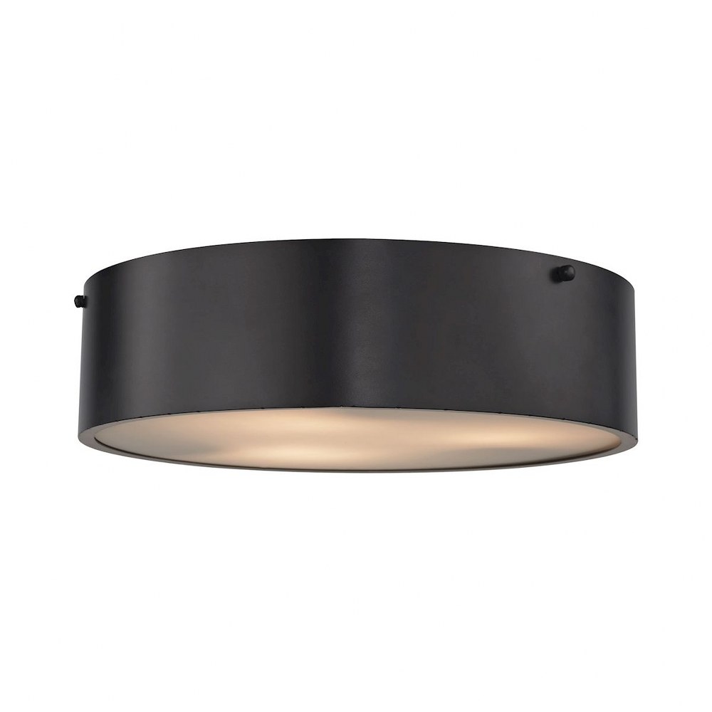 Elk Lighting-45320/3-Clayton - 3 Light Flush Mount in Modern/Contemporary Style with Retro and Art Deco inspirations - 4.5 Inches tall and 16 inches wide   Oil Rubbed Bronze Finish with White Painted 