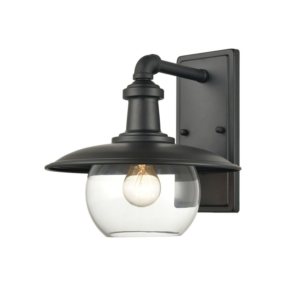 Elk Lighting-45430/1-Jackson - 1 Light Outdoor Wall Sconce in Traditional Style with Modern Farmhouse and Urban/Industrial inspirations - 11 Inches tall and 11 inches wide 11 by 12  Matte Black Finish