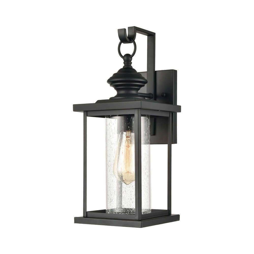 Elk Lighting-45450/1-Minersville - 1 Light Outdoor Wall Sconce in Transitional Style with Vintage Charm and Victorian inspirations - 17 Inches tall and 7 inches wide 17 by 8  Matte Black Finish with A