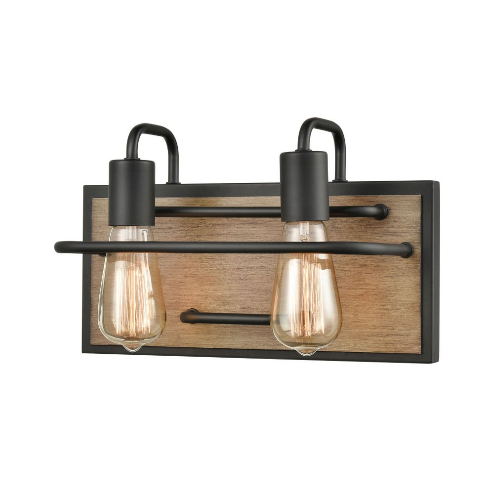 Elk Lighting-45484/2-Copley - 2 Light Bath Vanity in Transitional Style with Urban/Industrial and Modern Farmhouse inspirations - 8 Inches tall and 13 inches wide   Matte Black/Aspen Finish