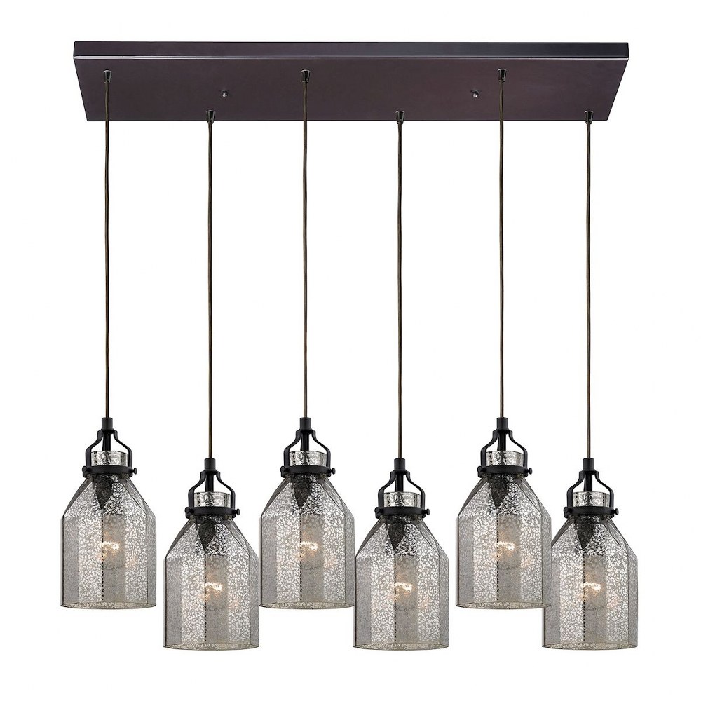 Elk Lighting-46009/6RC-Danica - 6 Light Rectangular Pendant in Transitional Style with Luxe/Glam and Modern Farmhouse inspirations - 10 Inches tall and 9 inches wide   Oil Rubbed Bronze Finish with Me