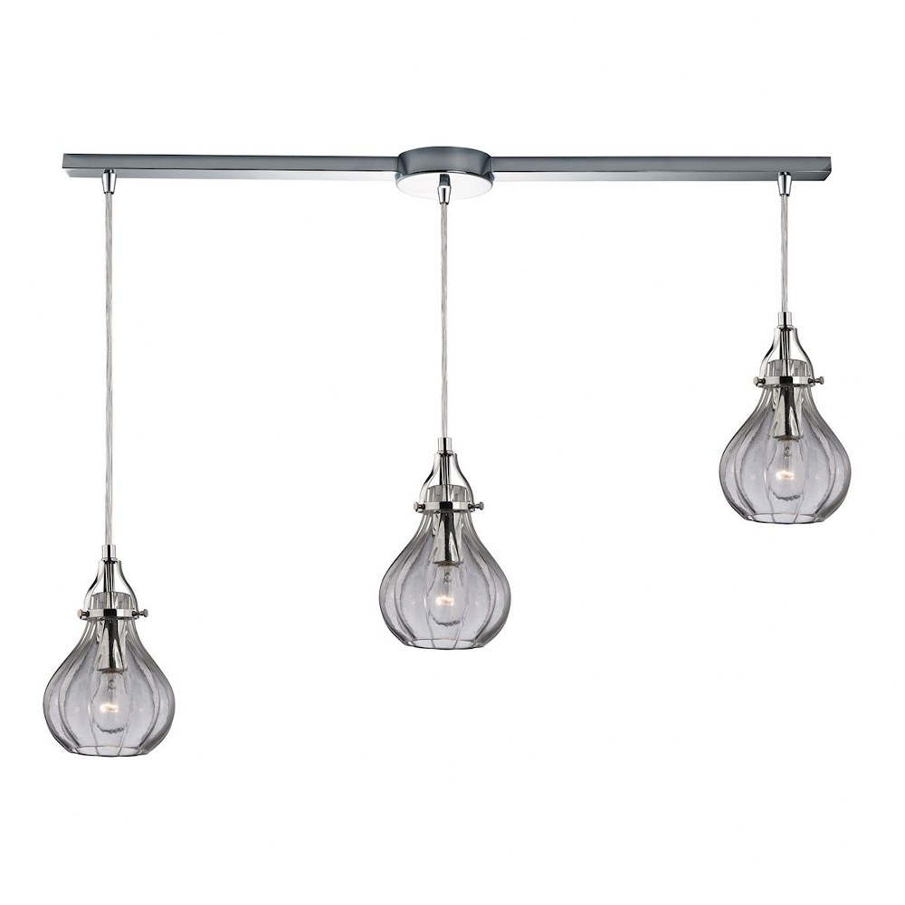 Elk Lighting-46014/3L-Danica - 3 Light Linear Pendant in Transitional Style with Vintage Charm and Modern Farmhouse inspirations - 10 Inches tall and 5 inches wide   Polished Chrome Finish with Clear 