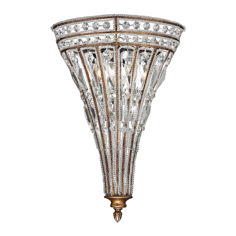 Elk Lighting-46040/2-Empire - 2 Light Wall Sconce in Traditional Style with Art Deco and Luxe/Glam inspirations - 18 Inches tall and 12 inches wide   Mocha Finish with Clear Beads Crystal