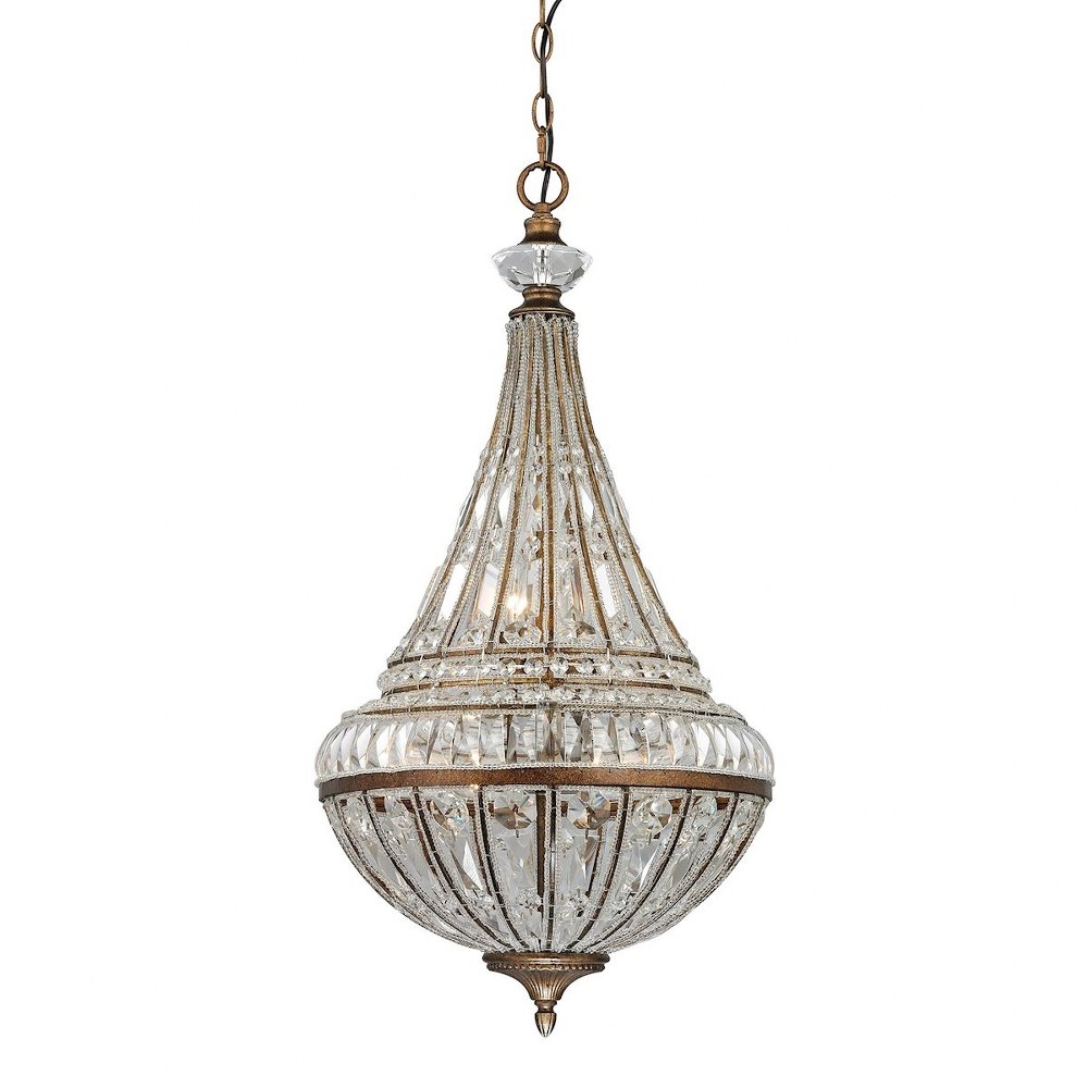 Elk Lighting-46047/6-Empire - 6 Light Chandelier in Traditional Style with Art Deco and Luxe/Glam inspirations - 32 Inches tall and 16 inches wide   Mocha Finish with Clear Beads Crystal