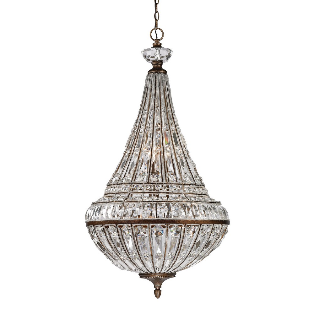 Elk Lighting-46048/6+3-Empire - 9 Light Chandelier in Traditional Style with Art Deco and Luxe/Glam inspirations - 42 Inches tall and 23 inches wide   Mocha Finish with Clear Beads Crystal