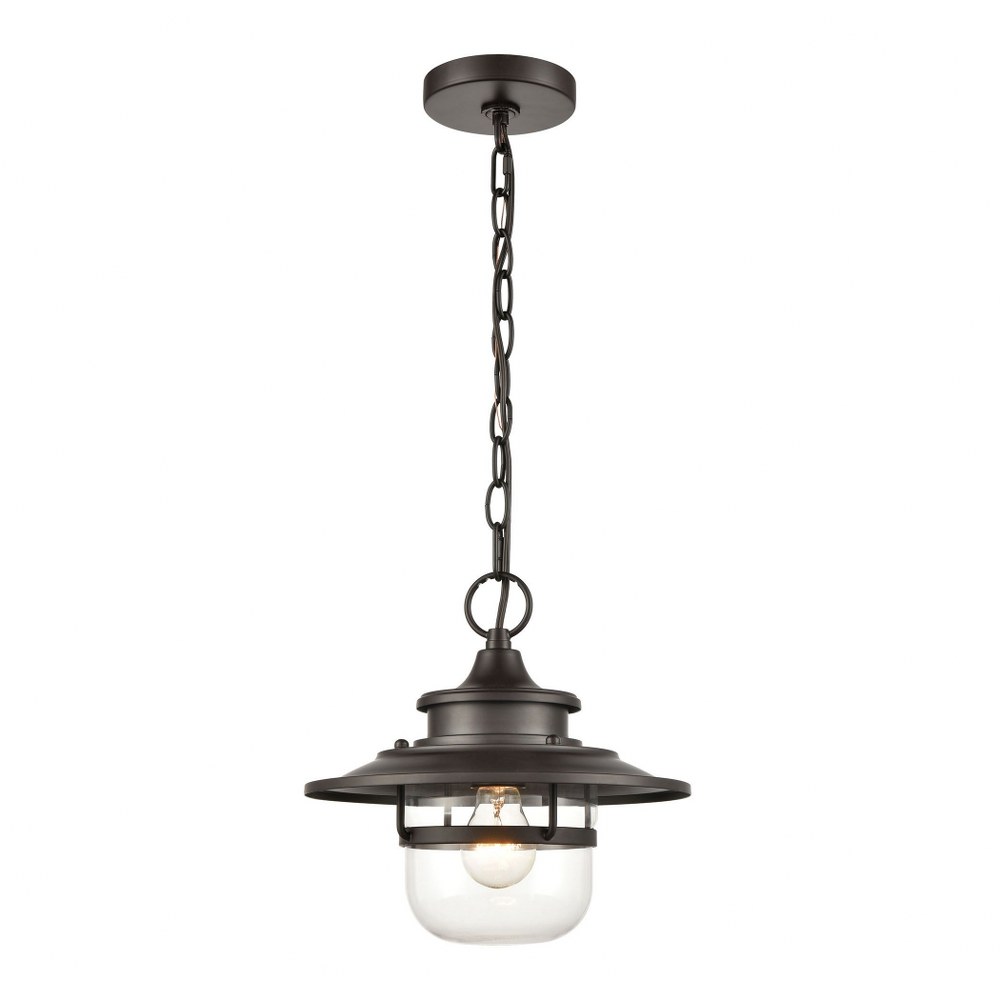 Elk Lighting-46072/1-Renninger - 1 Light Outdoor Pendant in Traditional Style with Modern Farmhouse and Country/Cottage inspirations - 11 Inches tall and 11 inches wide   Oil Rubbed Bronze Finish with