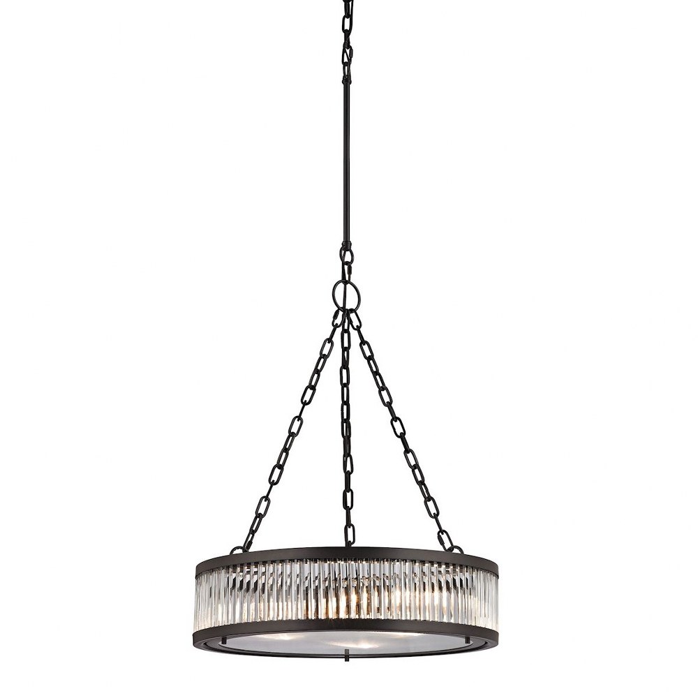 Elk Lighting-46135/3-Linden Manor - 3 Light Chandelier in Transitional Style with Art Deco and Luxe/Glam inspirations - 26 Inches tall and 20 inches wide Incandescent  Oil Rubbed Bronze Finish with Fr