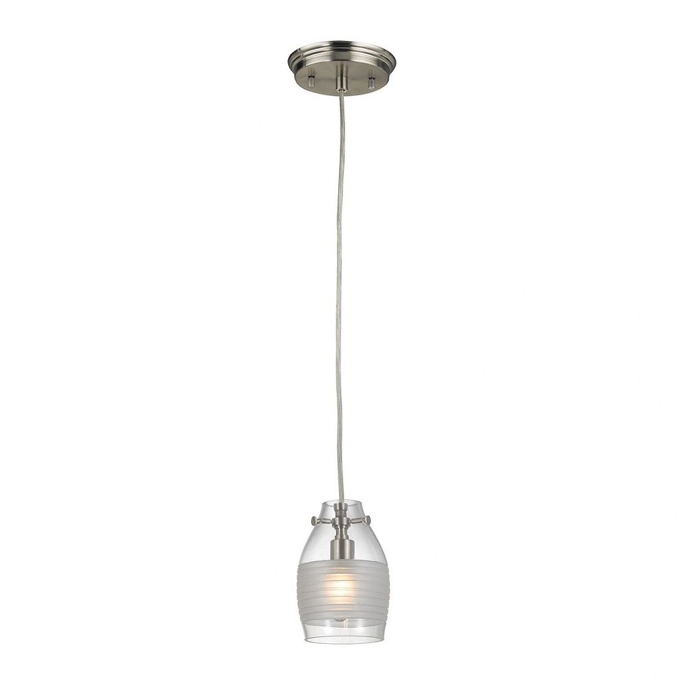 Elk Lighting-46161/1-Carved Glass - 1 Light Mini Pendant in Transitional Style with Art Deco and Urban/Industrial inspirations - 6 Inches tall and 4 inches wide   Carved Glass - 1 Light Mini Pendant i