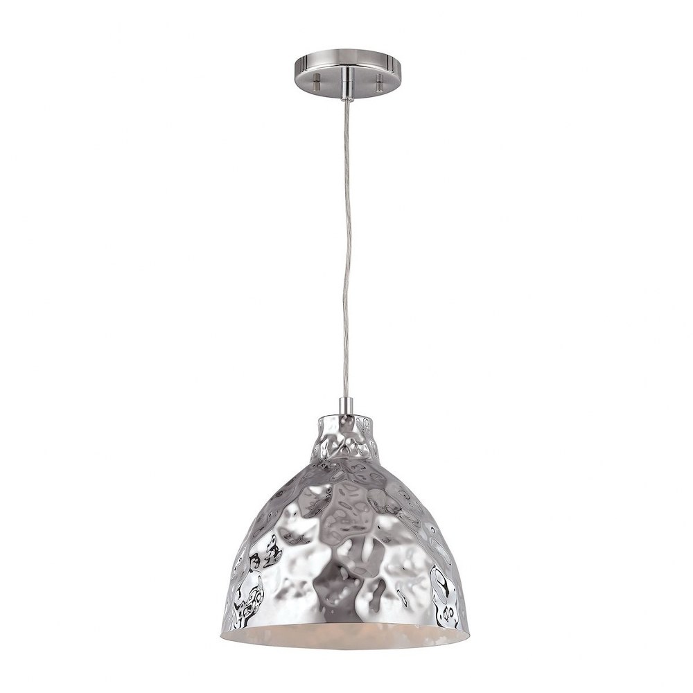 Elk Lighting-46211/1-Hammersmith - 1 Light Mini Pendant in Modern/Contemporary Style with Urban and Southwestern inspirations - 10 Inches tall and 10 inches wide   Polished Chrome Finish with Hammered