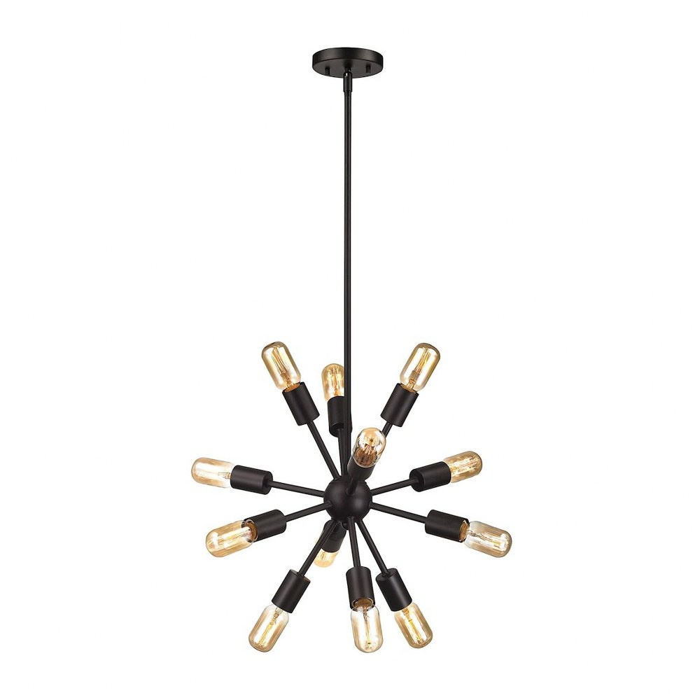 Elk Lighting-46230/12-Delphine - 12 Light Chandelier in Modern/Contemporary Style with Mid-Century and Retro inspirations - 16 Inches tall and 16 inches wide   Oil Rubbed Bronze Finish