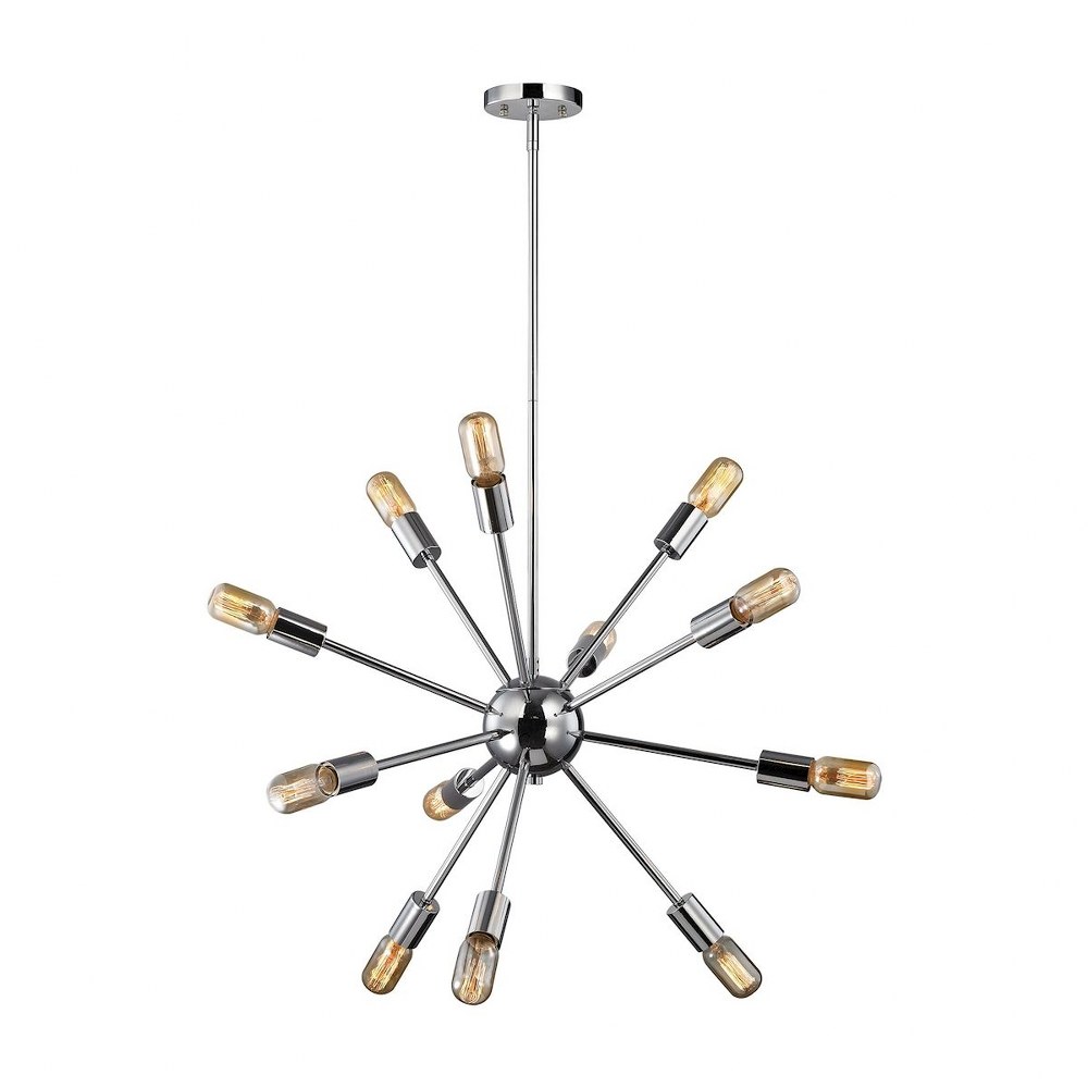 Elk Lighting-46234/12-Delphine - 12 Light Chandelier in Modern/Contemporary Style with Mid-Century and Retro inspirations - 27 Inches tall and 27 inches wide   Polished Chrome Finish