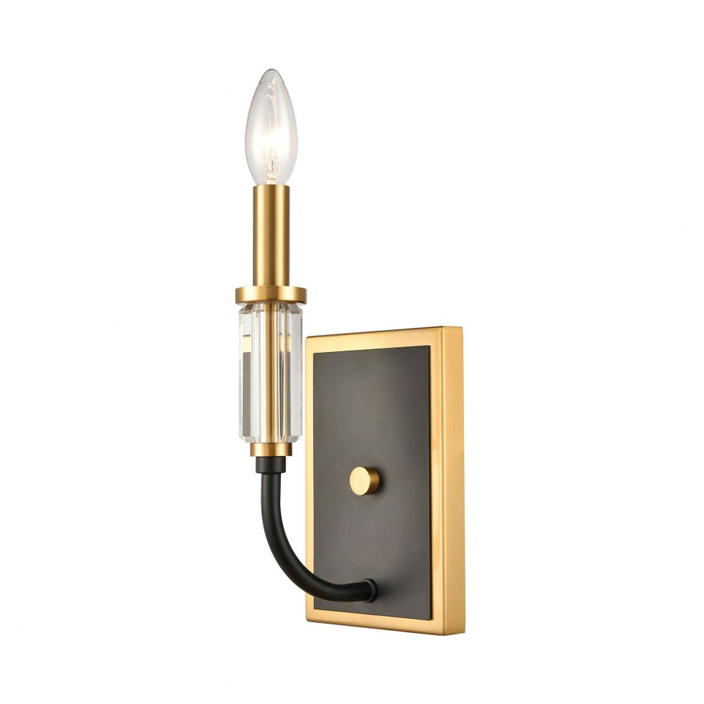 Elk Lighting-46340/1-Glendon - 1 Light Wall Sconce in Traditional Style with Art Deco and Luxe/Glam inspirations - 11 Inches tall and 5 inches wide   Matte Black/Burnished Brass Finish