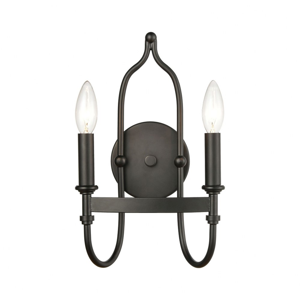 Elk Lighting-46381/2-Wickshire - 2 Light Wall Sconce in Traditional Style with French Country and Southwestern inspirations - 14 Inches tall and 9 inches wide   Matte Black Finish