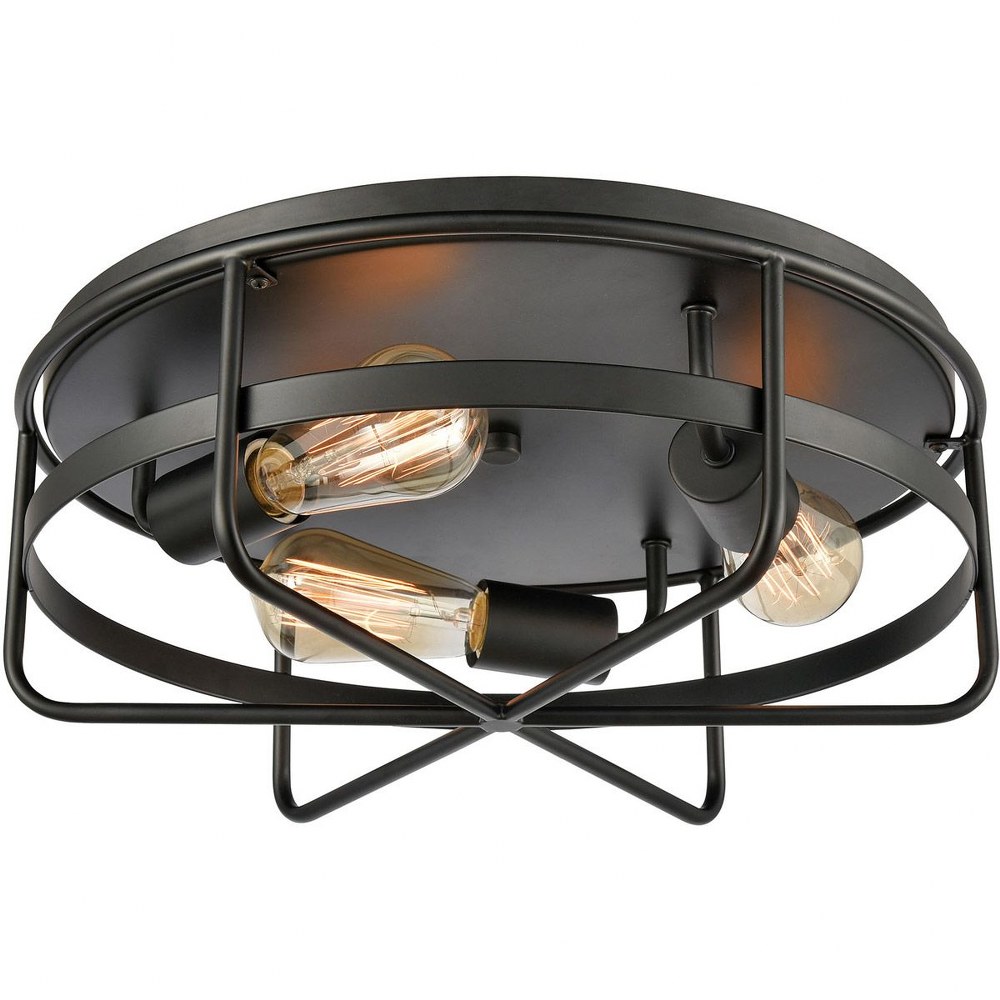 Elk Lighting-46382/3-Wickshire - 3 Light Flush Mount in Traditional Style with French Country and Southwestern inspirations - 6 Inches tall and 16 inches wide   Matte Black Finish