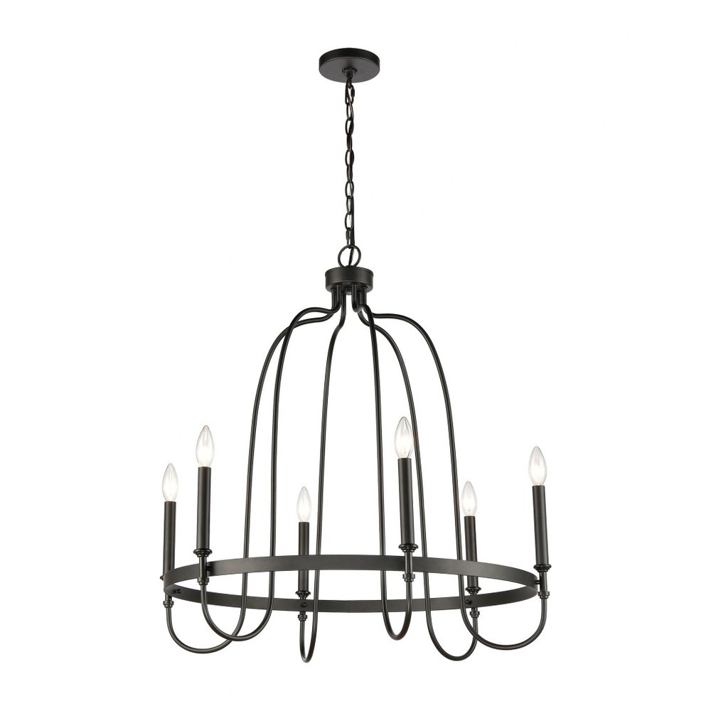 Elk Lighting-46383/6-Wickshire - 6 Light Chandelier in Traditional Style with French Country and Southwestern inspirations - 30 Inches tall and 29 inches wide   Matte Black Finish