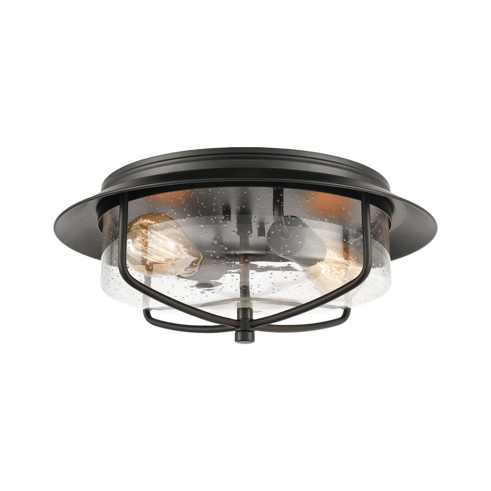 Elk Lighting-46402/2-Lakeshore Drive - 2 Light Flush Mount in Transitional Style with Coastal/Beach and Country/Cottage inspirations - 6 Inches tall and 15 inches wide   Matte Black Finish with Seedy 