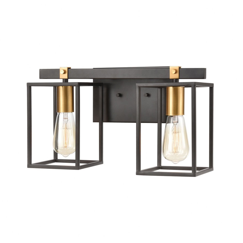 Elk Lighting-46631/2-Cloe - 2 Light Bath Vanity in Modern/Contemporary Style with Modern Farmhouse and Urban/Industrial inspirations - 9 Inches tall and 16 inches wide   Matte Black/Brushed Brass Fini