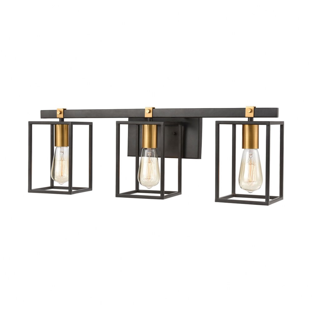 Elk Lighting-46632/3-Cloe - 3 Light Bath Vanity in Modern/Contemporary Style with Modern Farmhouse and Urban/Industrial inspirations - 9 Inches tall and 26 inches wide   Matte Black/Brushed Brass Fini