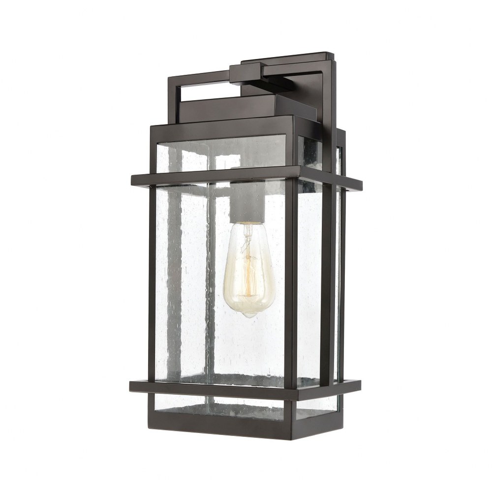 Elk Lighting-46761/1-Breckenridge - 1 Light Wall Sconce in Transitional Style with Mission and Asian inspirations - 19 Inches tall and 8 inches wide Matte Black  Matte Black Finish with Seedy Glass