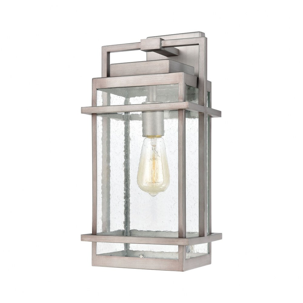 Elk Lighting-46771/1-Breckenridge - 1 Light Wall Sconce in Transitional Style with Mission and Asian inspirations - 19 Inches tall and 8 inches wide Weathered Zinc  Matte Black Finish with Seedy Glass