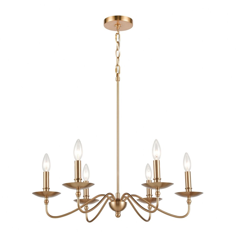 Elk Lighting-46796/6-Wellsley - 6 Light Chandelier in Traditional Style with French Country and Vintage Charm inspirations - 23 Inches tall and 25 inches wide 23 by 25  Burnished Brass Finish