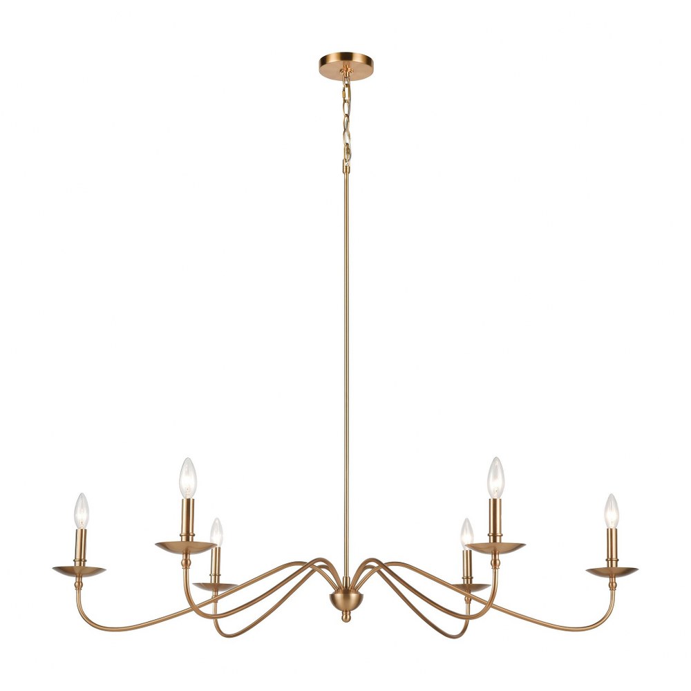 Elk Lighting-46799/6-Wellsley - 6 Light Island in Traditional Style with French Country and Vintage Charm inspirations - 39 Inches tall and 47 inches wide   Burnished Brass Finish