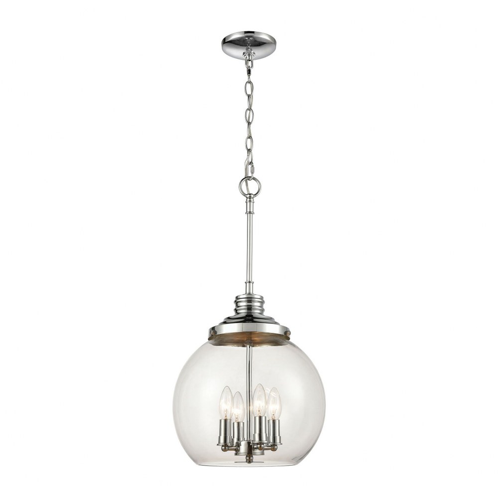 Elk Lighting-46824/4-Chandra - 4 Light Pendant in Transitional Style with Victorian and Vintage Charm inspirations - 25 Inches tall and 13 inches wide   Polished Chrome Finish with Clear Glass