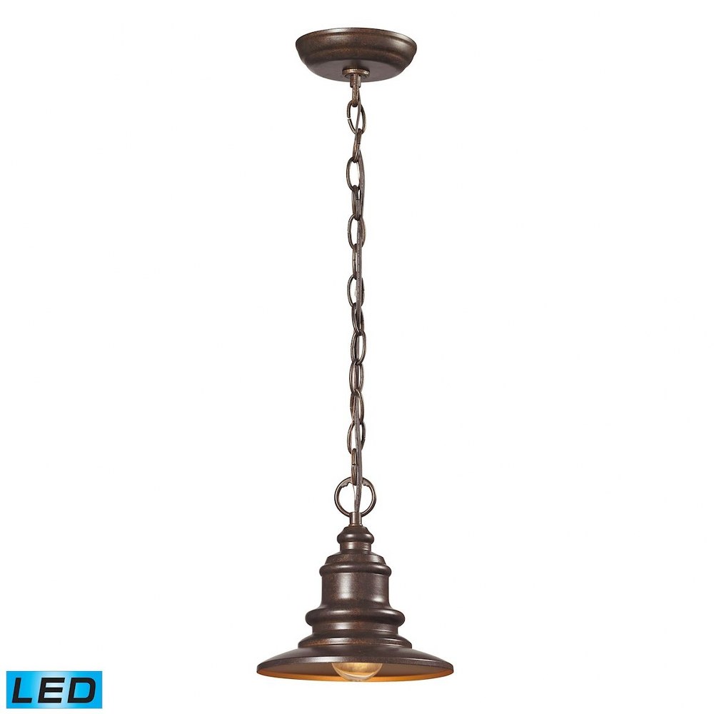 Elk Lighting-47011/1-LED-Marina - 9.5W 1 LED Outdoor Pendant in Traditional Style with Vintage Charm and Country/Cottage inspirations - 9 Inches tall and 8 inches wide LED  Hazelnut Bronze Finish with