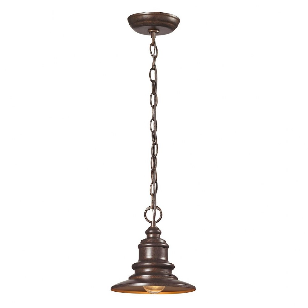 Elk Lighting-47011/1-Marina - 9.5W 1 LED Outdoor Pendant in Traditional Style with Vintage Charm and Country/Cottage inspirations - 9 Inches tall and 8 inches wide Incandescent  Hazelnut Bronze Finish