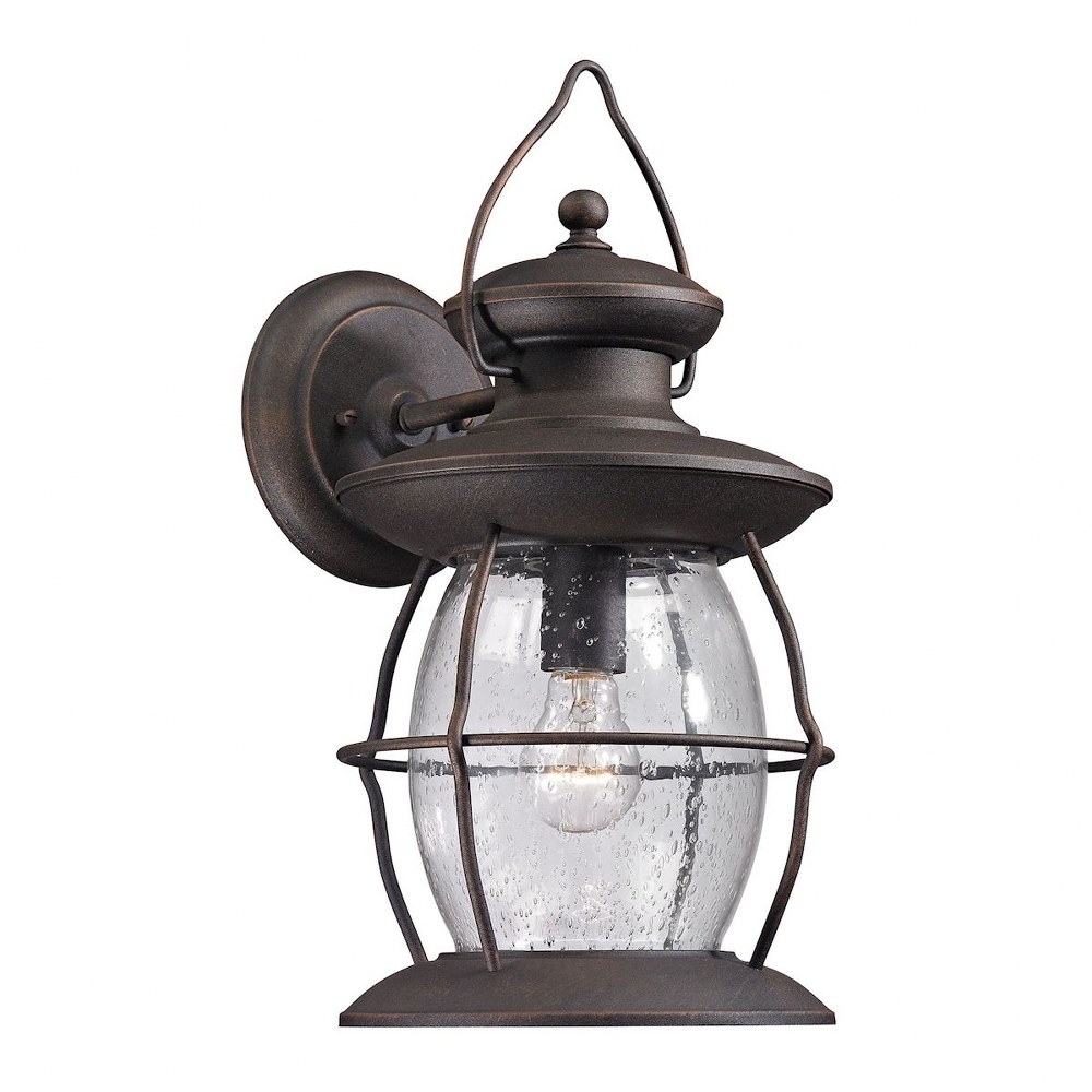 Elk Lighting-47042/1-Village Lantern - 1 Light Outdoor Wall Sconce in Traditional Style with Southwestern and Country inspirations - 17 Inches tall and 8 inches wide   Weathered Charcoal Finish with C