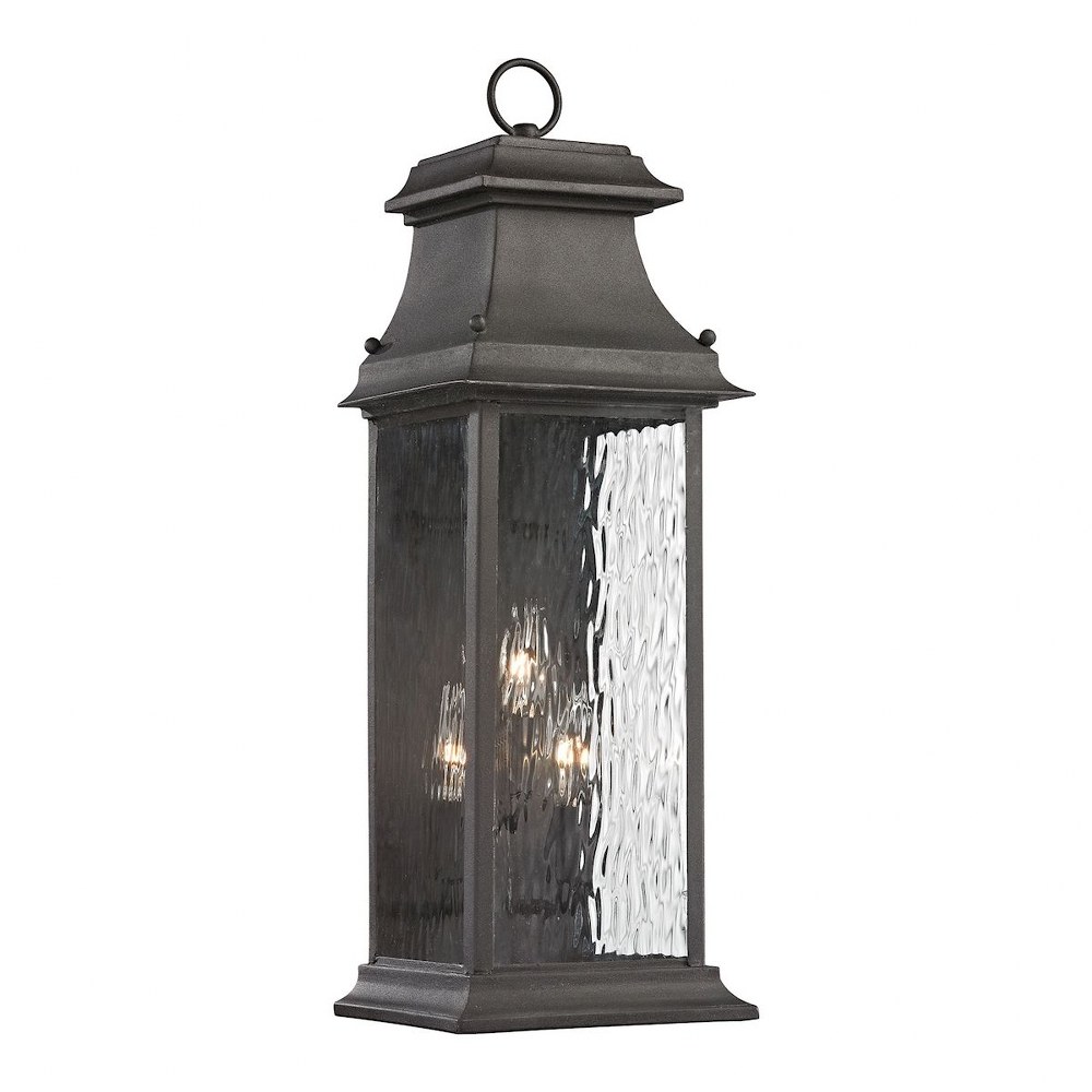 Elk Lighting-47051/3-Forged Provincial - 3 Light Outdoor Wall Sconce in Traditional Style with Southwestern and Country inspirations - 23 Inches tall and 8 inches wide   Charcoal Finish