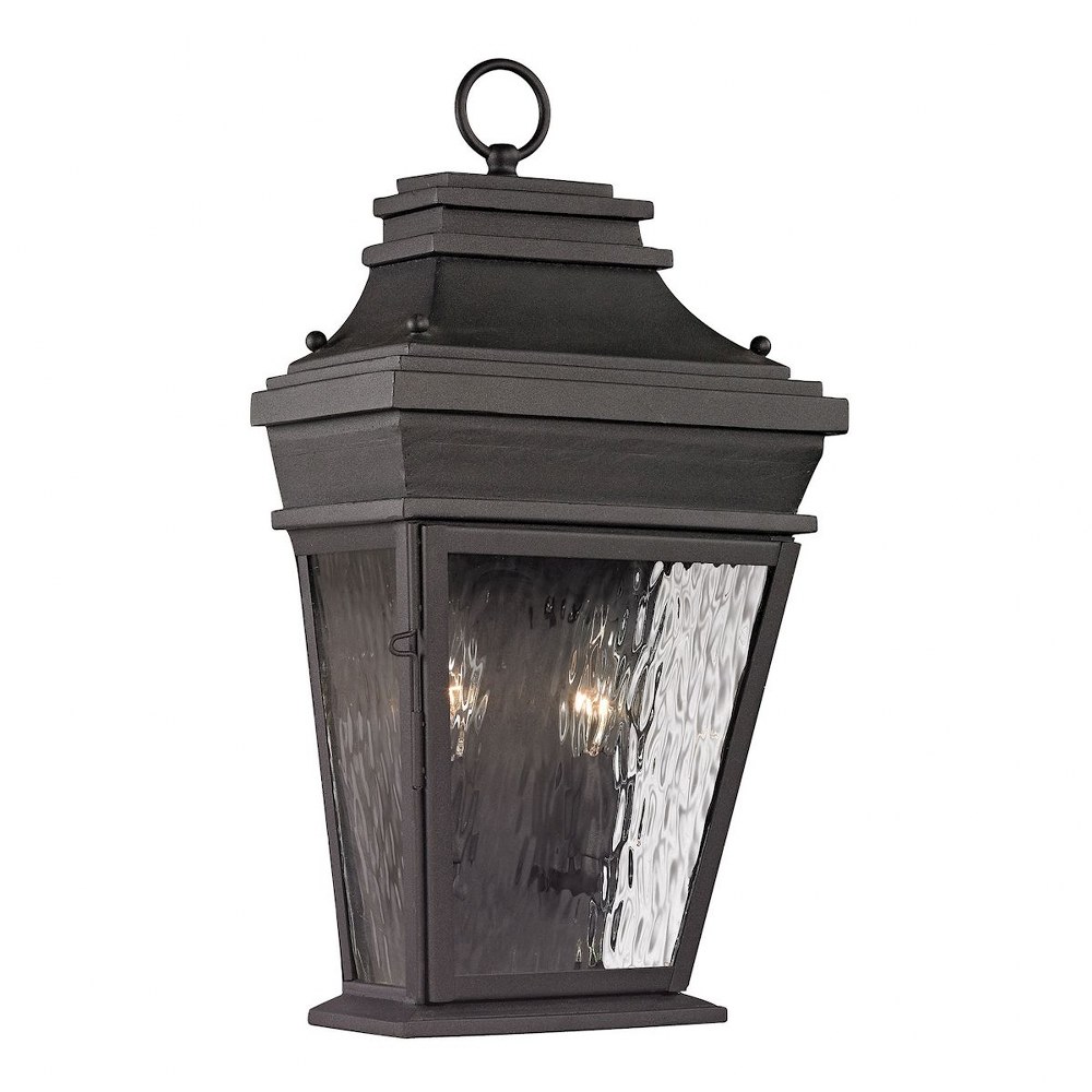 Elk Lighting-47052/2-Forged Provincial - 2 Light Outdoor Wall Lantern in Traditional Style with Southwestern and Country inspirations - 18 Inches tall and 10 inches wide   Charcoal Finish with Clear R