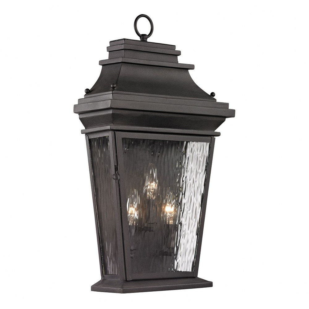 Elk Lighting-47053/3-Forged Provincial - 3 Light Outdoor Wall Lantern in Traditional Style with Southwestern and Country inspirations - 22 Inches tall and 13 inches wide   Charcoal Finish with Clear R