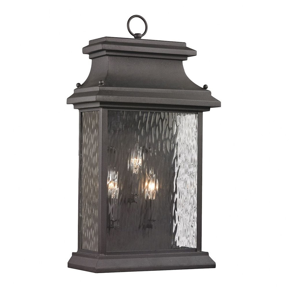 Elk Lighting-47054/3-Forged Provincial - 3 Light Outdoor Wall Lantern in Traditional Style with Southwestern and Country inspirations - 23 Inches tall and 12 inches wide   Charcoal Finish with Clear R