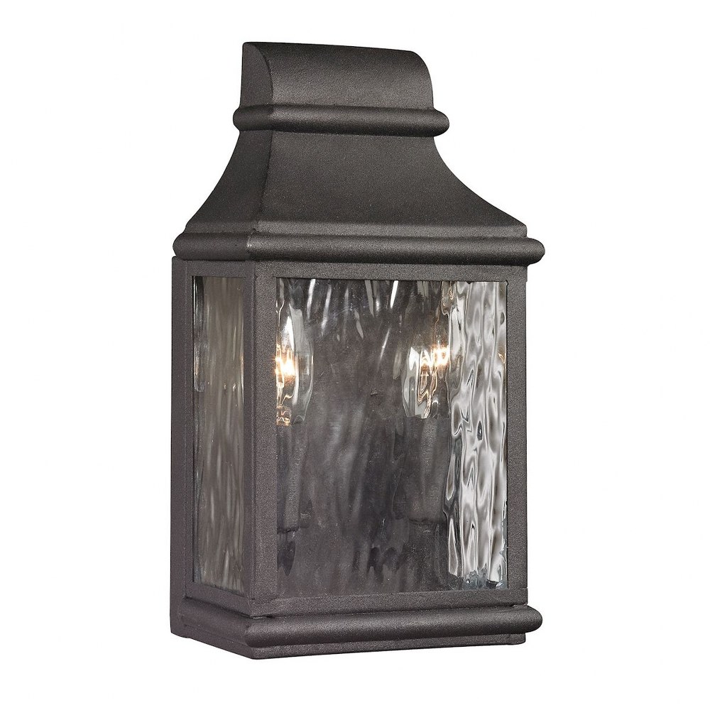 Elk Lighting-47070/2-Forged Jefferson - 2 Light Outdoor Wall Lantern in Traditional Style with Southwestern and Country inspirations - 11 Inches tall and 6 inches wide   Charcoal Finish with Clear Rip