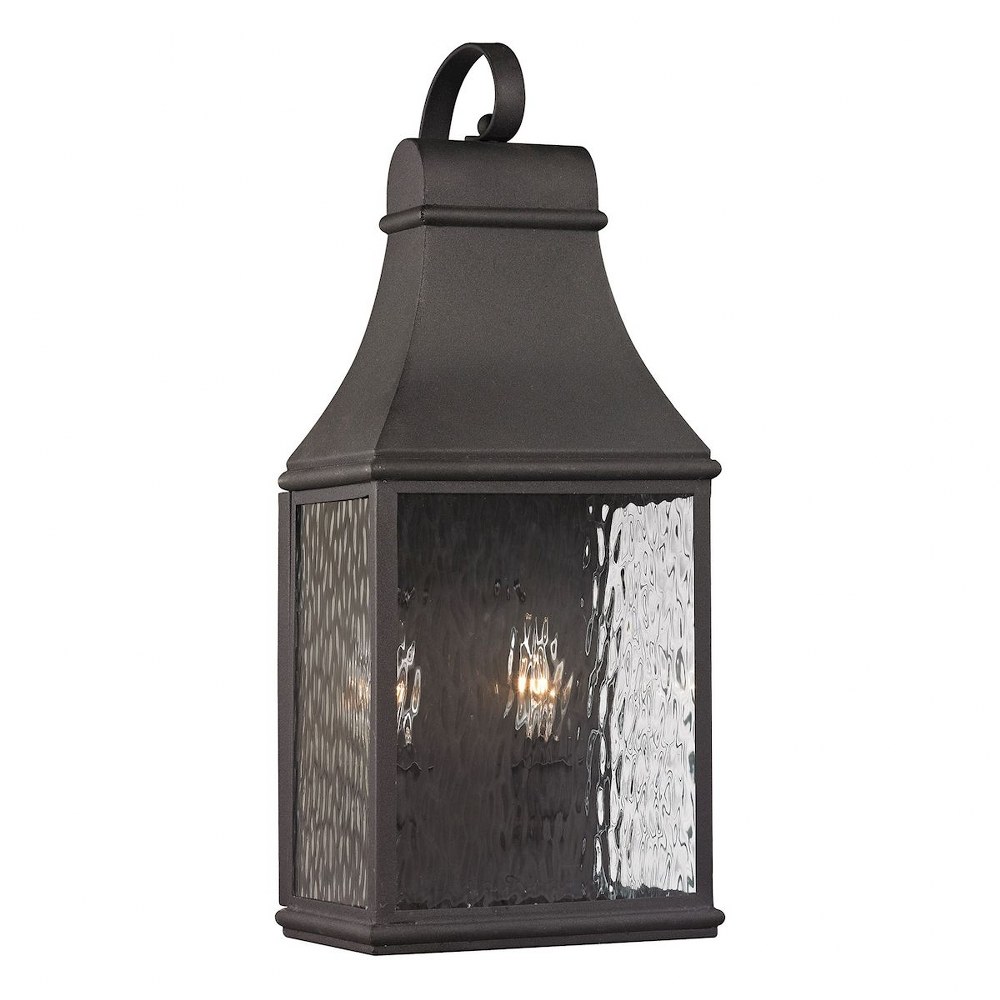 Elk Lighting-47071/2-Forged Jefferson - 2 Light Outdoor Wall Lantern in Traditional Style with Southwestern and Country inspirations - 19 Inches tall and 7 inches wide   Charcoal Finish with Clear Rip