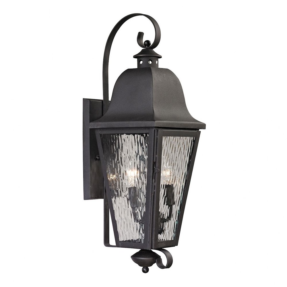 Elk Lighting-47101/2-Forged Brookridge - 2 Light Outdoor Wall Lantern in Traditional Style with Southwestern and Country inspirations - 24 Inches tall and 8 inches wide   Charcoal Finish with Clear Ri