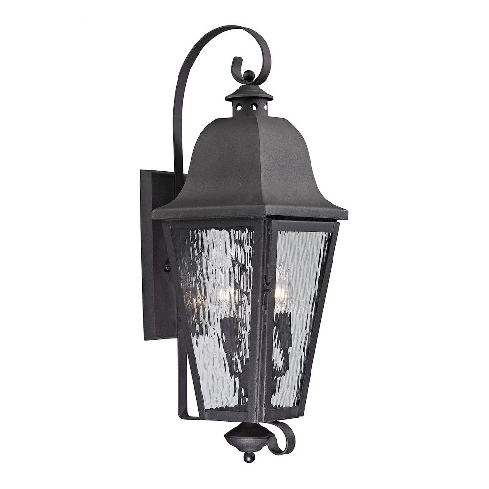 Elk Lighting-47102/3-Forged Brookridge - 3 Light Outdoor Wall Sconce in Traditional Style with Southwestern and Country inspirations - 30 Inches tall and 10 inches wide   Charcoal Finish