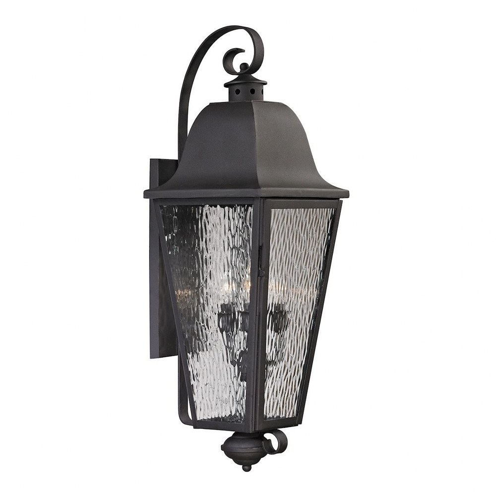 Elk Lighting-47103/4-Forged Brookridge - 4 Light Outdoor Wall Lantern in Traditional Style with Southwestern and Country inspirations - 37 Inches tall and 13 inches wide   Charcoal Finish with Clear R